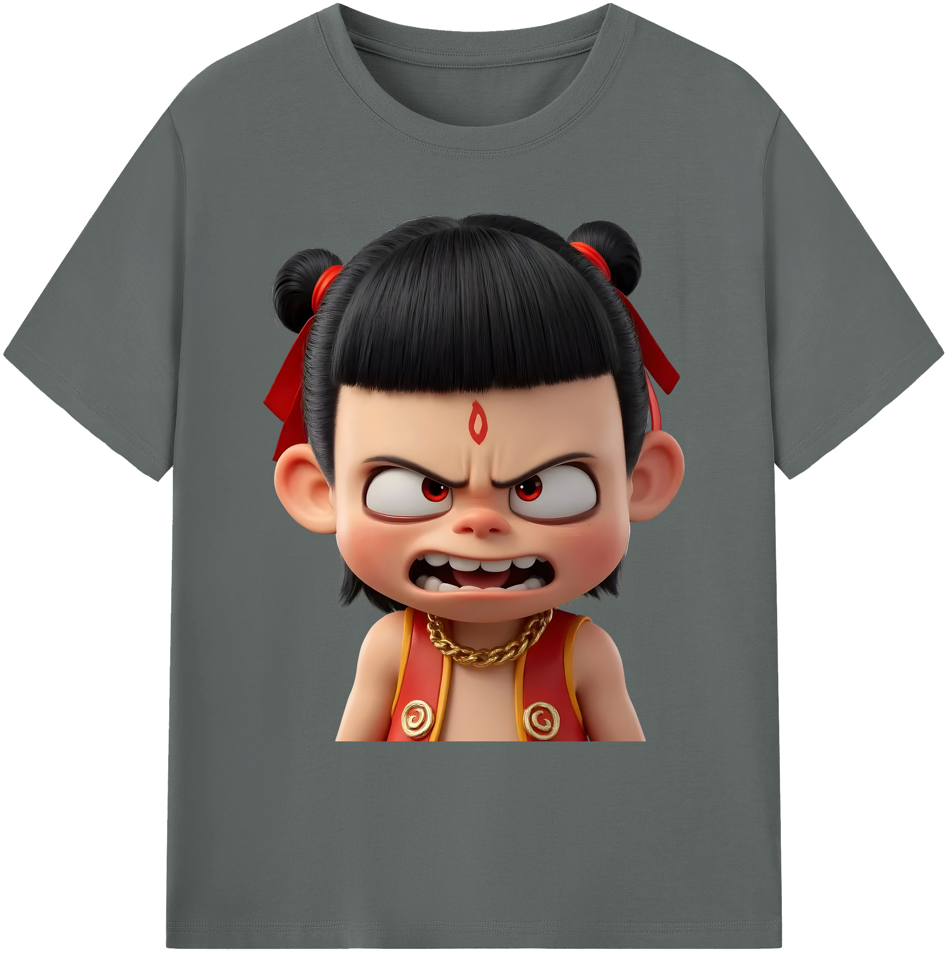 （画像用） Ne Zha 2 ナタ 魔童の大暴れ 綿100％ メンズ半袖Tシャツ｜肌触りやわらか＆通気性